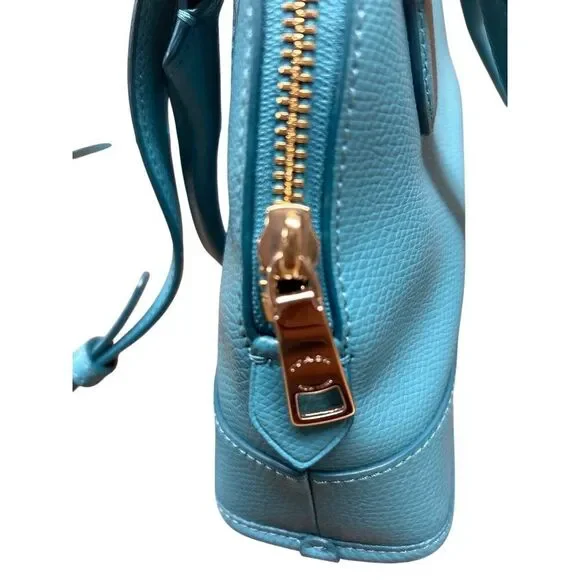 Coach Mini Turquoise Leather Crossbody Bag With Adjustable Strap & Zip Closure - Picture 8 of 11